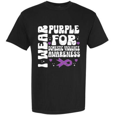 funny I Wear Purple Domestic Violence Awareness Garment-Dyed Heavyweight T-Shirt