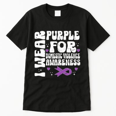 funny I Wear Purple Domestic Violence Awareness Tall T-Shirt