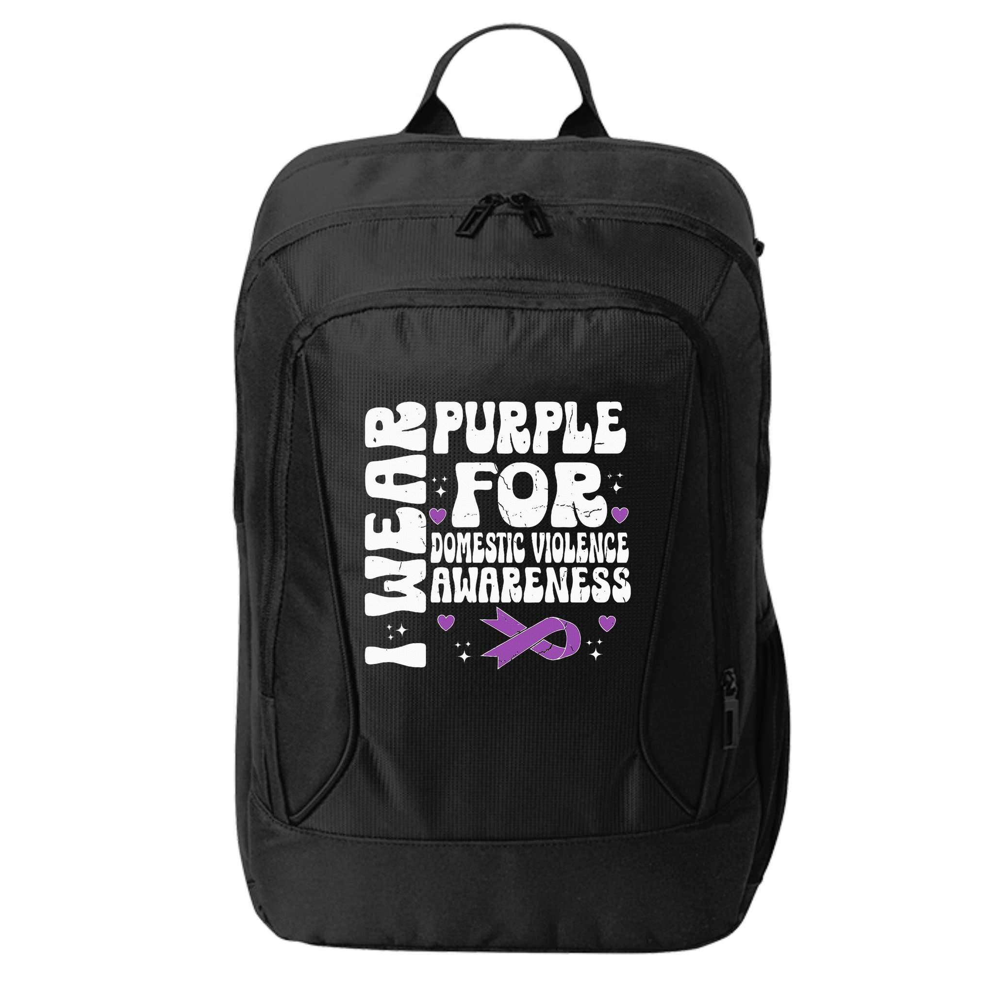 funny I Wear Purple Domestic Violence Awareness City Backpack