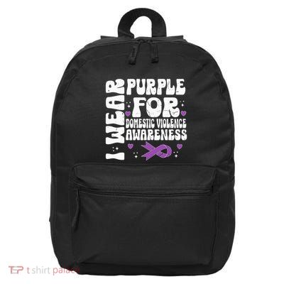 funny I Wear Purple Domestic Violence Awareness 16 in Basic Backpack
