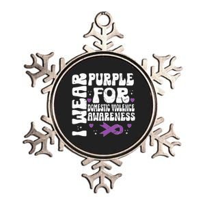 funny I Wear Purple Domestic Violence Awareness Metallic Star Ornament