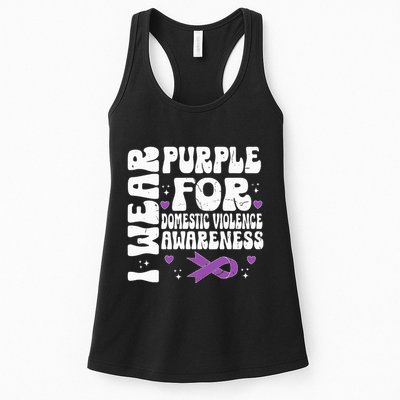 funny I Wear Purple Domestic Violence Awareness Womens Tank Top