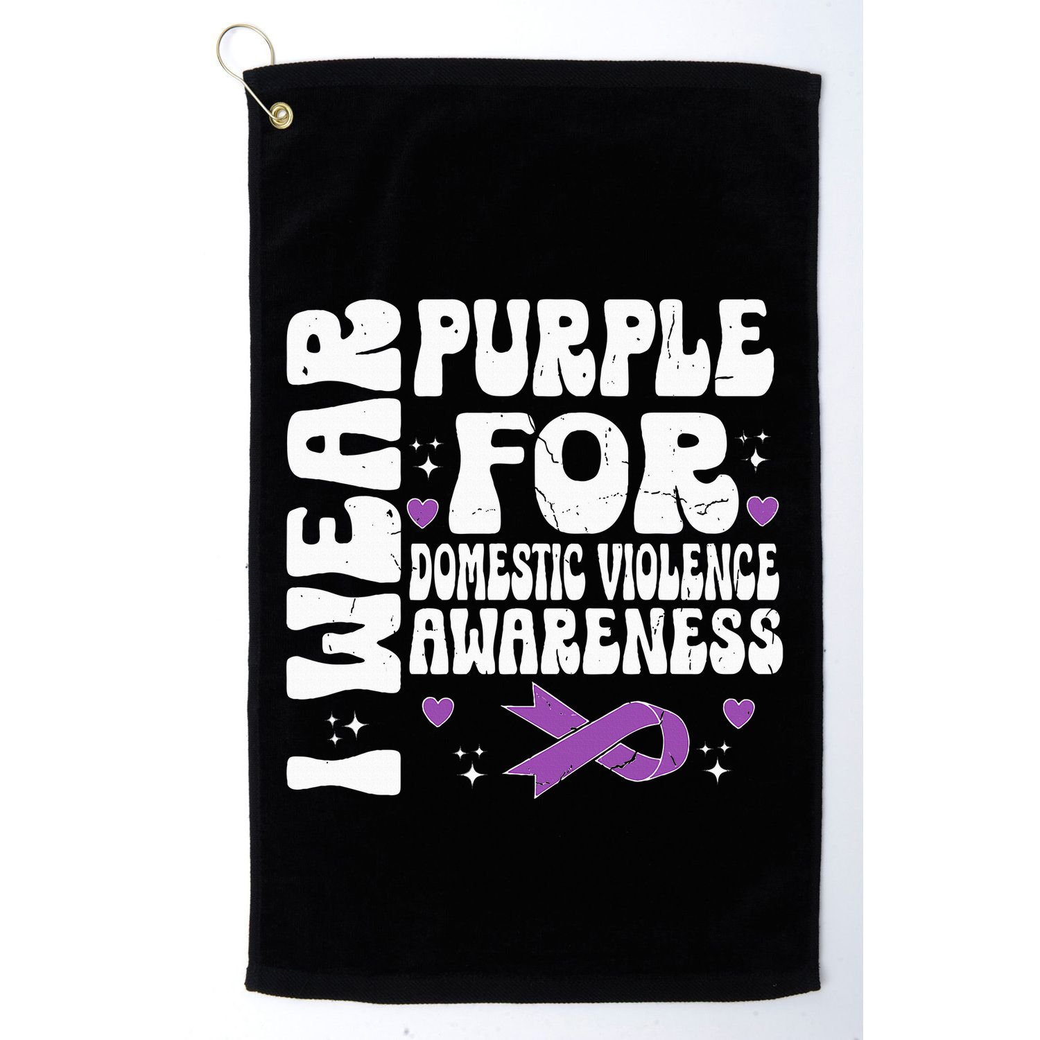 funny I Wear Purple Domestic Violence Awareness Golf Towel