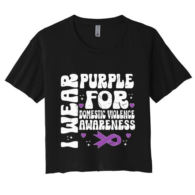 funny I Wear Purple Domestic Violence Awareness Crop Top