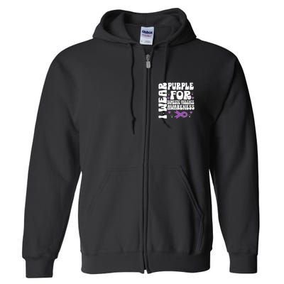 funny I Wear Purple Domestic Violence Awareness Full Zip Hoodie
