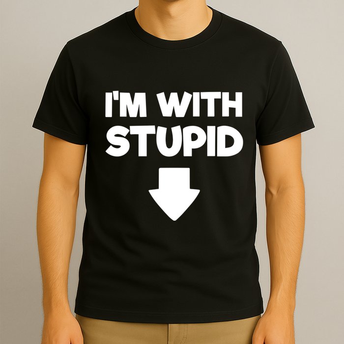 Funny Im With Stupid Pointing Down T-Shirt
