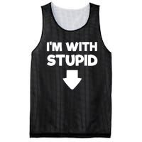 Funny Im With Stupid Pointing Down Mesh Reversible Basketball Jersey Tank