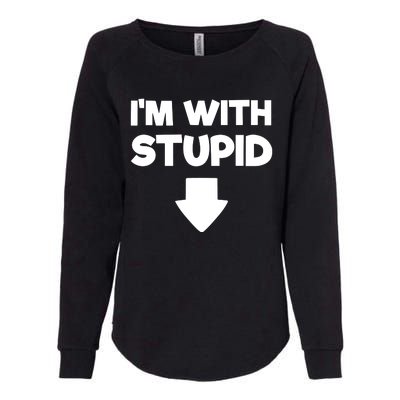 Funny Im With Stupid Pointing Down Womens California Wash Sweatshirt