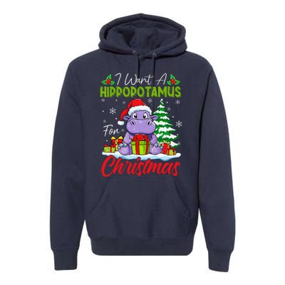 Funny I Want A Hippopotamus For Christmas Xmas Hippo Lovers Premium Hoodie