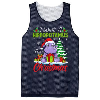 Funny I Want A Hippopotamus For Christmas Xmas Hippo Lovers Mesh Reversible Basketball Jersey Tank