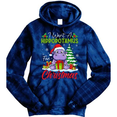 Funny I Want A Hippopotamus For Christmas Xmas Hippo Lovers Tie Dye Hoodie