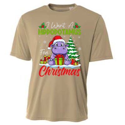 Funny I Want A Hippopotamus For Christmas Xmas Hippo Lovers Cooling Performance Crew T-Shirt