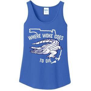 Florida Is Where Woke Goes To Die DeSantis Florida Funny Ladies Essential Tank