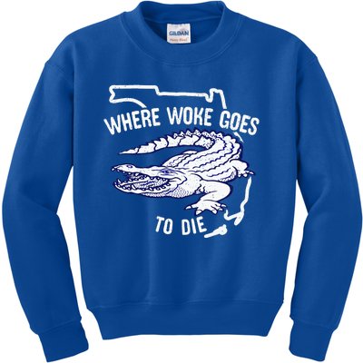 Florida Is Where Woke Goes To Die DeSantis Florida Funny Kids Sweatshirt