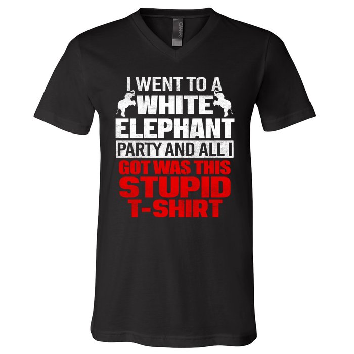 Funny I Went To A White Elephant Christmas Xmas V-Neck T-Shirt