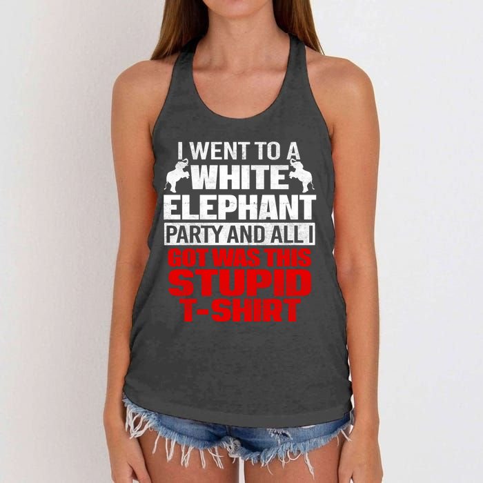 Funny I Went To A White Elephant Christmas Xmas Women's Knotted Racerback Tank