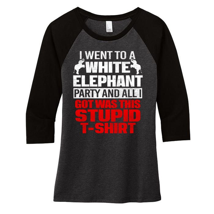 Funny I Went To A White Elephant Christmas Xmas Women's Tri-Blend 3/4-Sleeve Raglan Shirt