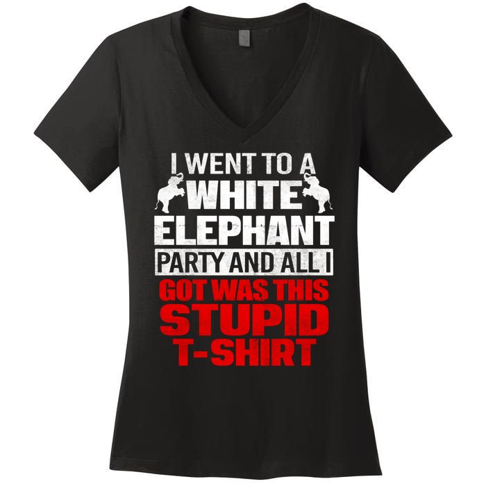 Funny I Went To A White Elephant Christmas Xmas Women's V-Neck T-Shirt