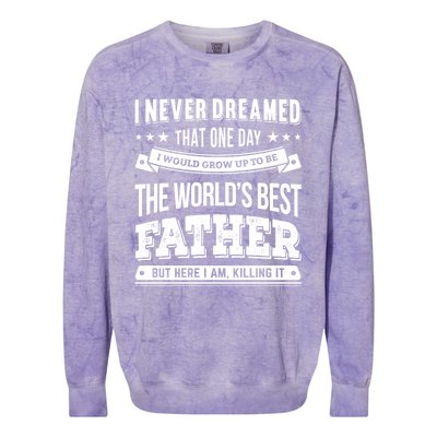 Father Idea Worlds Best Fathers Great Gift Colorblast Crewneck Sweatshirt