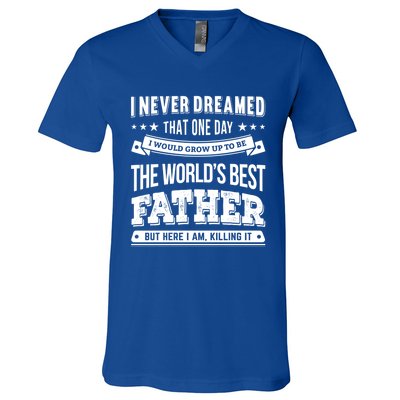 Father Idea Worlds Best Fathers Great Gift V-Neck T-Shirt