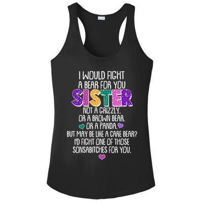 Funny I Would Fight A Bear For You Sister Ladies PosiCharge Competitor Racerback Tank