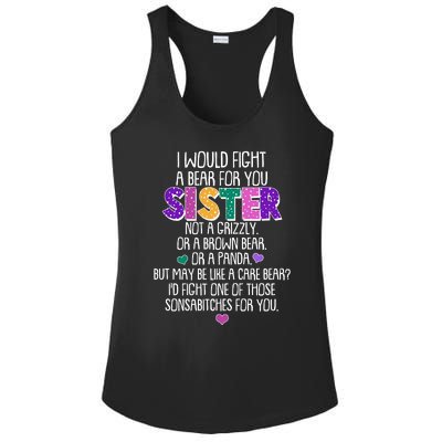 Funny I Would Fight A Bear For You Sister Ladies PosiCharge Competitor Racerback Tank