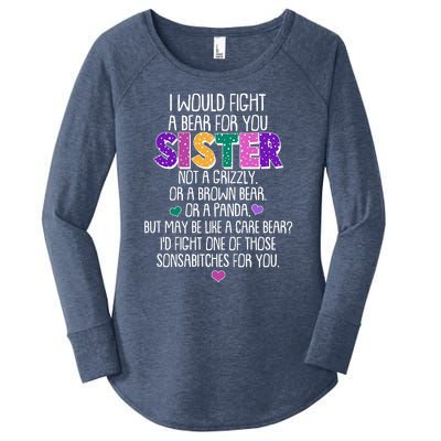 Funny I Would Fight A Bear For You Sister Women's Perfect Tri Tunic Long Sleeve Shirt