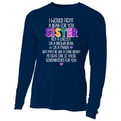 Funny I Would Fight A Bear For You Sister Cooling Performance Long Sleeve Crew