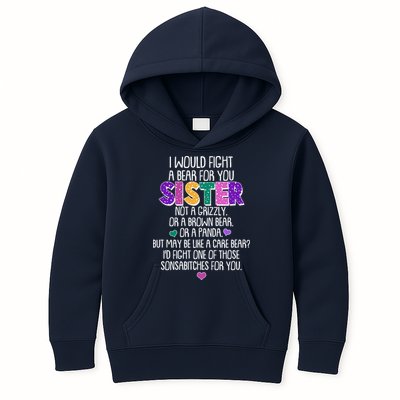 Funny I Would Fight A Bear For You Sister Kids Hoodie