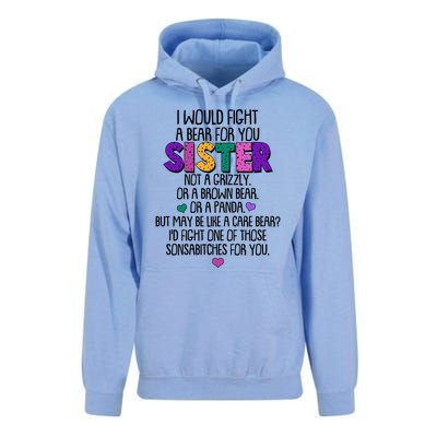 Funny I Would Fight A Bear For You Sister Unisex Surf Hoodie