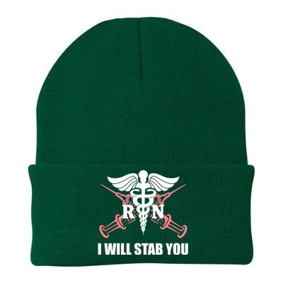 Funny I Will Stab You Rn Nurse Medical Nursing Student Humor Gift Knit Cap Winter Beanie