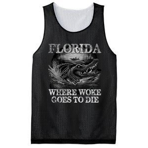 Florida Is Where Woke Goes To Die Crocodile Alligator Mesh Reversible Basketball Jersey Tank