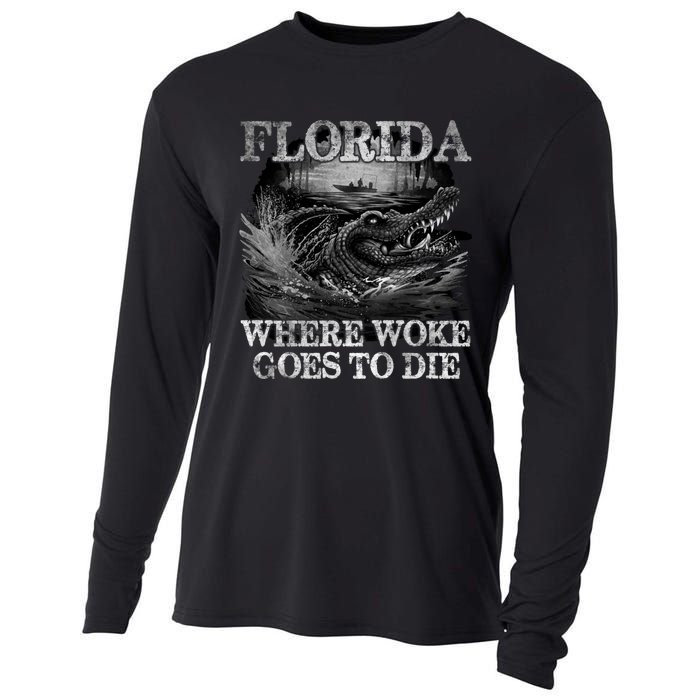 Florida Is Where Woke Goes To Die Crocodile Alligator Cooling Performance Long Sleeve Crew