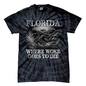 Florida Is Where Woke Goes To Die Crocodile Alligator Tie-Dye T-Shirt