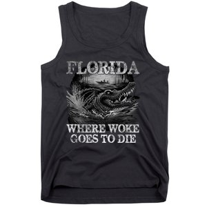 Florida Is Where Woke Goes To Die Crocodile Alligator Tank Top