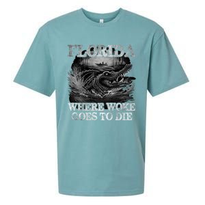 Florida Is Where Woke Goes To Die Crocodile Alligator Sueded Cloud Jersey T-Shirt