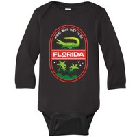 Florida Is Where Woke Goes To Die Crocodile Alligator Baby Long Sleeve Bodysuit