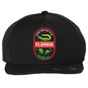 Florida Is Where Woke Goes To Die Crocodile Alligator Wool Snapback Cap