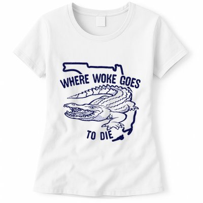 Florida Is Where Woke Goes To Die DeSantis Florida Funny Womens T-Shirt