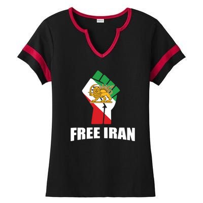 Free Iran Women Life Freedom Mahsa Amini Protest Ladies Halftime Notch Neck Tee