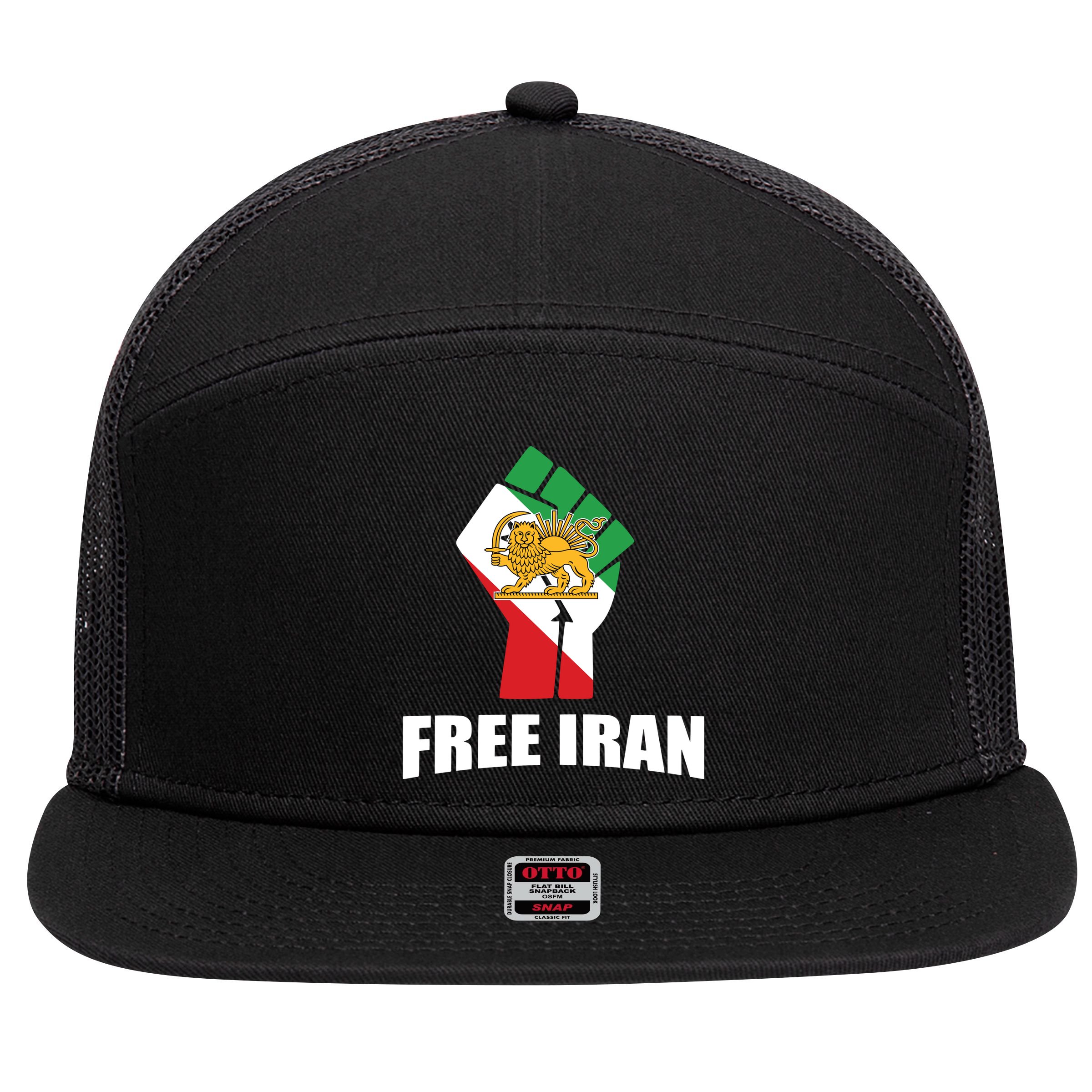 Free Iran Women Life Freedom Mahsa Amini Protest 7 Panel Mesh Trucker Snapback Hat