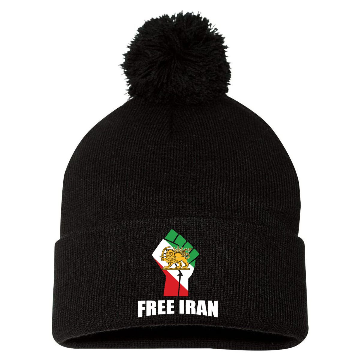 Free Iran Women Life Freedom Mahsa Amini Protest Pom Pom 12in Knit Beanie