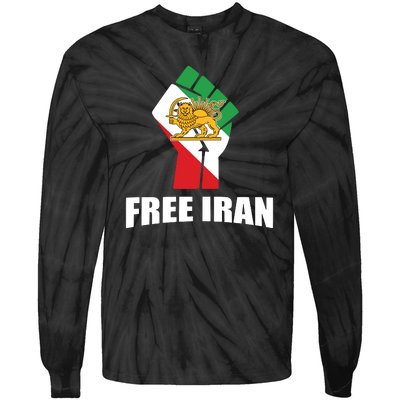 Free Iran Women Life Freedom Mahsa Amini Protest Tie-Dye Long Sleeve Shirt