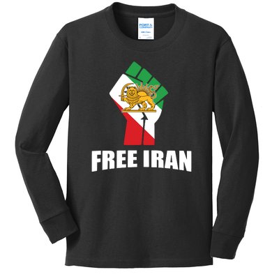 Free Iran Women Life Freedom Mahsa Amini Protest Kids Long Sleeve Shirt