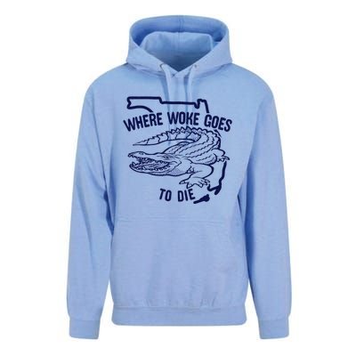 Florida Is Where Woke Goes To Die DeSantis Florida Funny Unisex Surf Hoodie