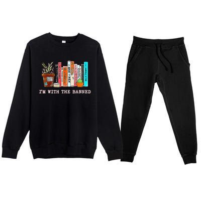 Funny IM With The Banned Banned Books Reading Books Premium Crewneck Sweatsuit Set