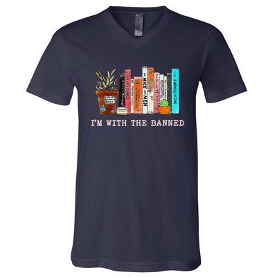 Funny IM With The Banned Banned Books Reading Books V-Neck T-Shirt