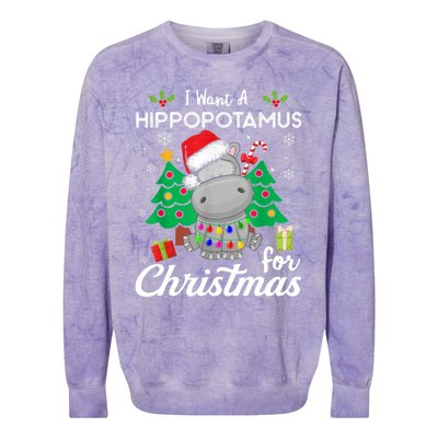 Funny I Want A Hippopotamus For Christmas Xmas Hippo For Gift Colorblast Crewneck Sweatshirt