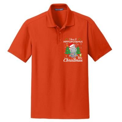 Funny I Want A Hippopotamus For Christmas Xmas Hippo For Gift Dry Zone Grid Polo