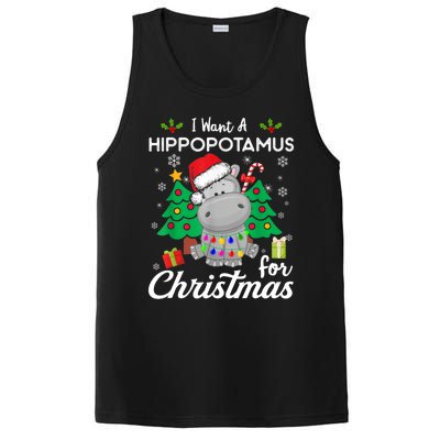 Funny I Want A Hippopotamus For Christmas Xmas Hippo For Gift PosiCharge Competitor Tank